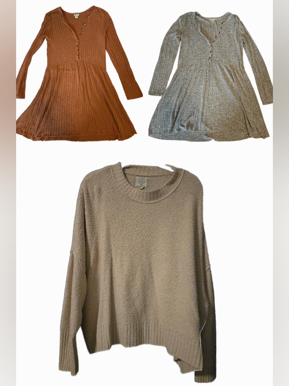 Billabong M-L Bundle Textured 2 Knit Dress/tunics And Sweater